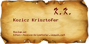 Kozicz Krisztofer névjegykártya